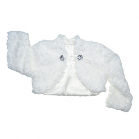 Îmbrăcăminte fete - Bolero din blanita pentru fete Mini Junior BLRO2-A, Alb