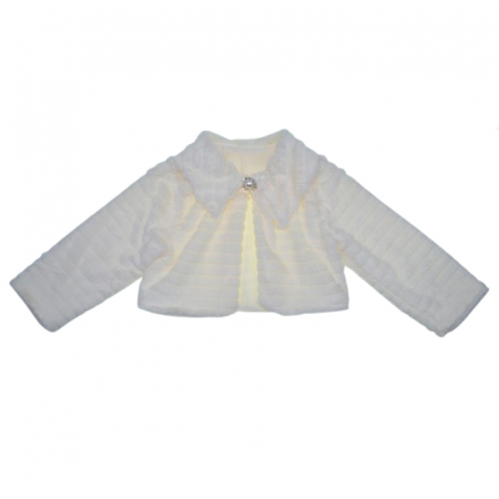Îmbrăcăminte fete - Bolero elegant din blanita pentru fete Mini Junior BLO-MJ2, Crem