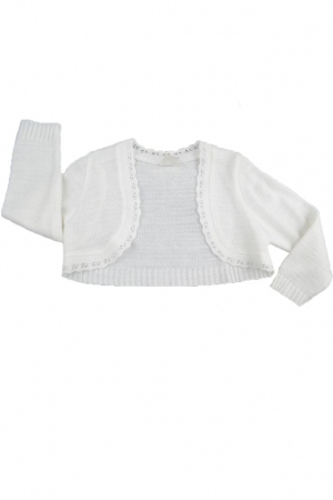 Îmbrăcăminte fete - Bolero maneca lunga pentru fete SZAFA BFN-A7-68-cm, Alb
