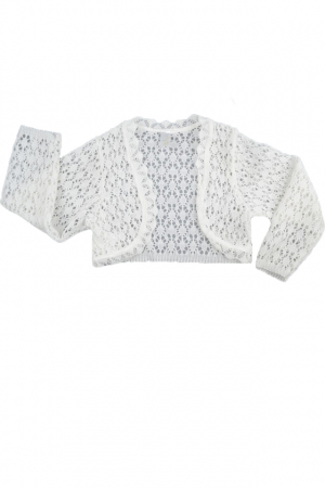 Bolero, cardigane si pulovere fete - Bolero maneca lunga pentru fete SZAFA KRASNALI BTE75-A11-62-cm, Alb
