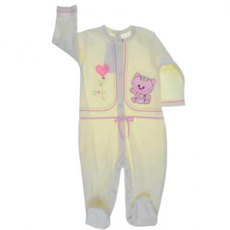 Salopete bebelusi fete - Salopeta cu maneca lunga pentru fete Koala Baby SPF12134, Crem