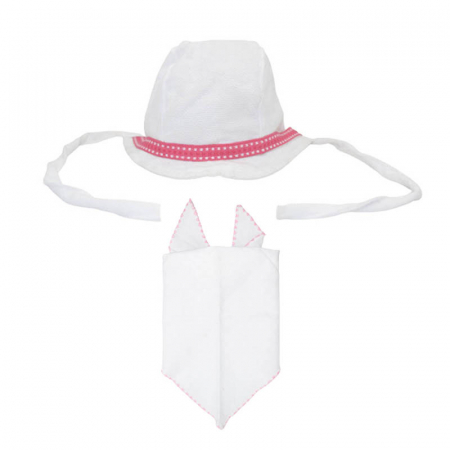 Caciuli si palarii de vara fete - Set caciula cu snur si esarfa pentru fete Piticot 3052023-3, Alb