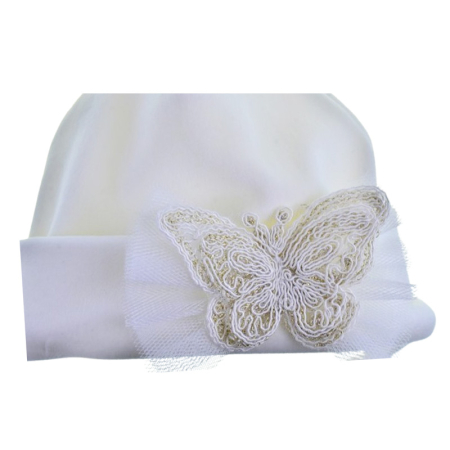 Caciula din catifea si bumbac, cu 2 straturi, pentru fete, Mini Junior C1811A5-38, Alb [1]