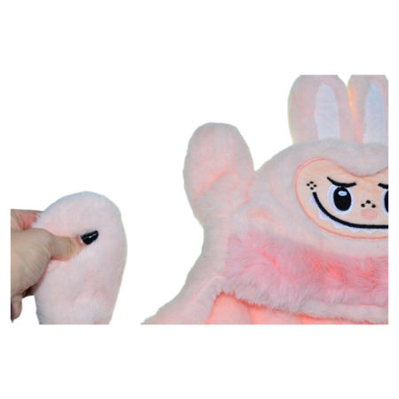 Caciula din plus, model Labubu, cu miscari din urechi, pentru copii, Mini Junior C3010RZ-50, Roz [3]