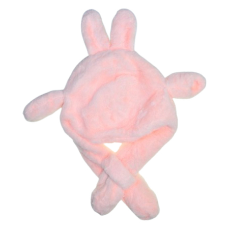 Caciula din plus, model Labubu, cu miscari din urechi, pentru copii, Mini Junior C3010RZ-50, Roz [1]