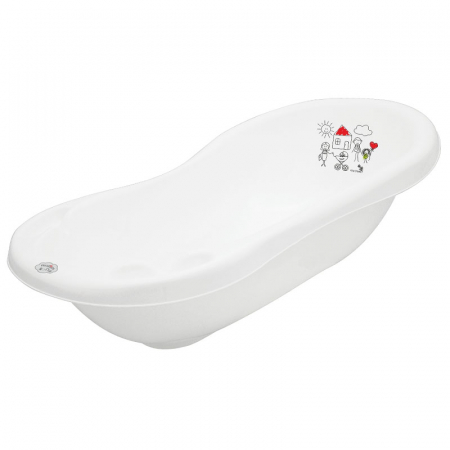 Cadite si suporturi bebelusi - Cadita cu scurgere si anti alunecare pentru bebelusi din plastic 84 cm Family Maltex 005887, Alb