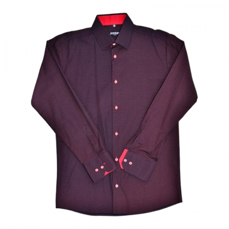 Camasi maneci lungi - Camasa cu maneca lunga, cu buline, pentru baieti, Jankes JK010425-2, Visiniu