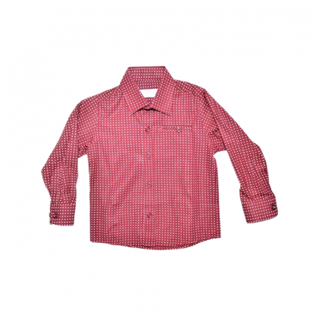 Camasi maneci lungi - Camasa cu maneca lunga, cu buline, pentru copii, LA Kids LK1741, Visiniu