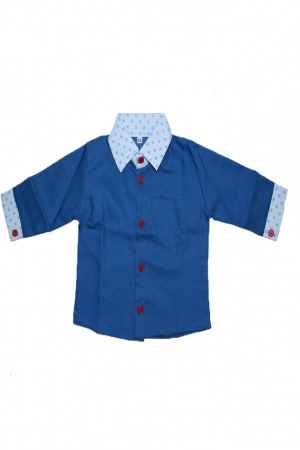 Camasi maneci lungi - Camasa cu maneca lunga pentru baieti ModaStyl CMLB17-AL-74-cm, Albastru