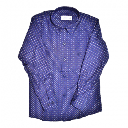 Camasa cu maneca lunga, slim cu model, pentru copii, LA Kids LKD1768-04, Albastru inchis [2]