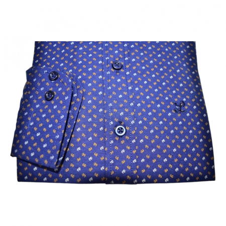 Camasa cu maneca lunga, slim cu model, pentru copii, LA Kids LKD1768-04, Albastru inchis [1]