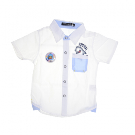 Camasi maneci scurte - Camasa cu maneca scurta pentru baieti Happy House JF-1862A, Alb