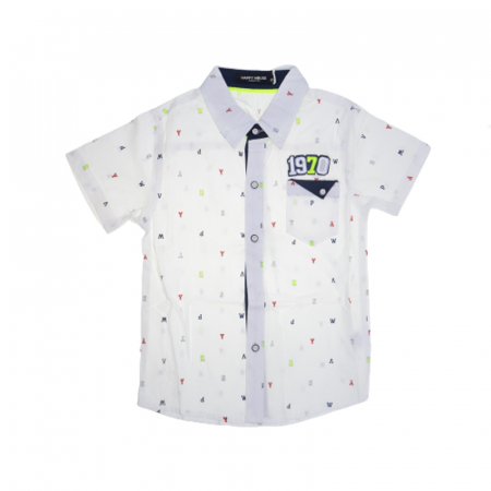 Camasi maneci scurte - Camasa cu maneca scurta pentru baieti Happy House JF-1867A, Alb