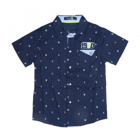 Camasi maneci scurte - Camasa cu maneca scurta pentru baieti Happy House JF-1867B, Bleumarin