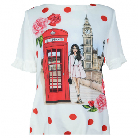 Bluza,camasi elegante fete maneca scurta - Bluza eleganta cu maneca scurta pentru fete Misslina 4903, Alb