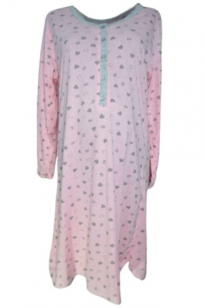 Pijamale si camasi gravide - Camasa de noapte cu maneca lunga pentru alaptat 010992R, Roz