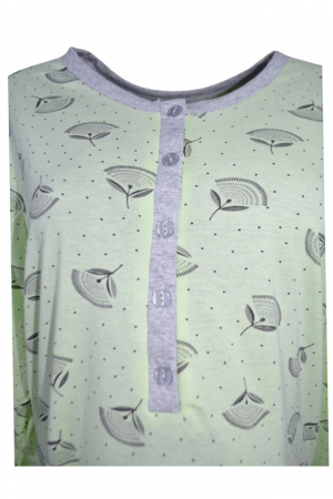 Camasa de noapte cu maneca lunga pentru alaptat 010992V, Verde [1]