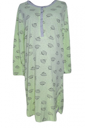 Pijamale si camasi gravide - Camasa de noapte cu maneca lunga pentru alaptat 010992V, Verde