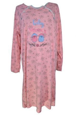 Pijamale si camasi gravide - Camasa de noapte cu maneca lunga pentru alaptat 080315C, Coral