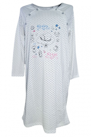Pijamale si camasi gravide - Camasa de noapte cu maneca lunga pentru alaptat Sevgi 201223-2, Alb