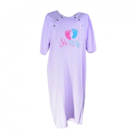 Pijamale si camasi gravide - Camasa de noapte, cu maneca scurta, cu buline, pentru alaptat, Sevgi 3200M2, Mov