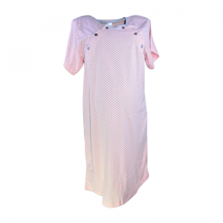 Accesorii gravide si mamici - Camasa de noapte, cu maneca scurta, cu buline, pentru alaptat, Sevgi 3194C, Coral
