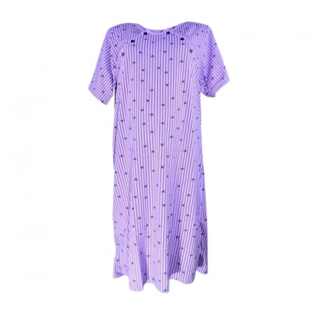 Pijamale si camasi gravide - Camasa de noapte, cu maneca scurta, cu inimioare, pentru alaptat, Sevgi 3301M, Mov