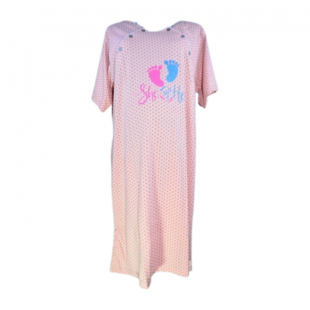 Pijamale si camasi gravide - Camasa de noapte, cu maneca scurta, cu stelute, pentru alaptat 3200C, Coral
