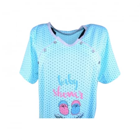 Camasa de noapte, cu maneca scurta, cu stelute, pentru alaptat, Sevgi 3254A, Albastru [1]