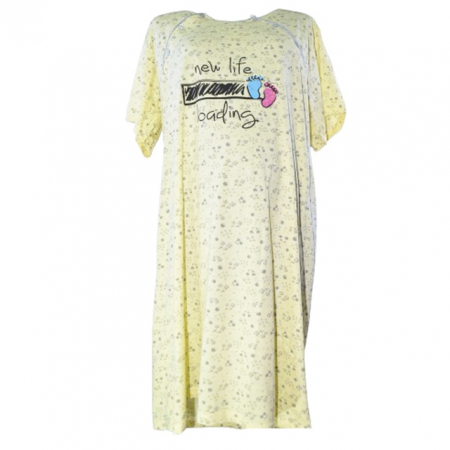 Pijamale si camasi gravide - Camasa de noapte cu maneca scurta pentru alaptat 3246G, Galben