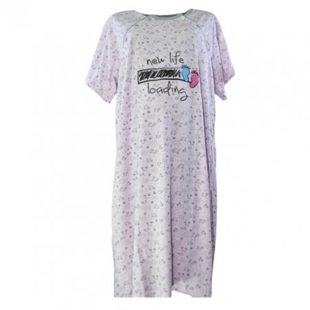 Pijamale si camasi gravide - Camasa de noapte cu maneca scurta pentru alaptat 3246RZ, Roz