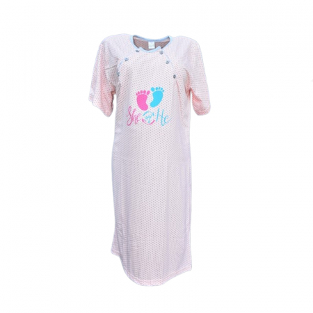 Pijamale si camasi gravide - Camasa de noapte cu maneca scurta pentru alaptat Sevgi CAS-1, Roz