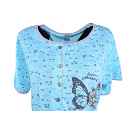Camasa de noapte, cu maneca scurta, pentru alaptat, Sevgi 3295A2, Albastru [1]