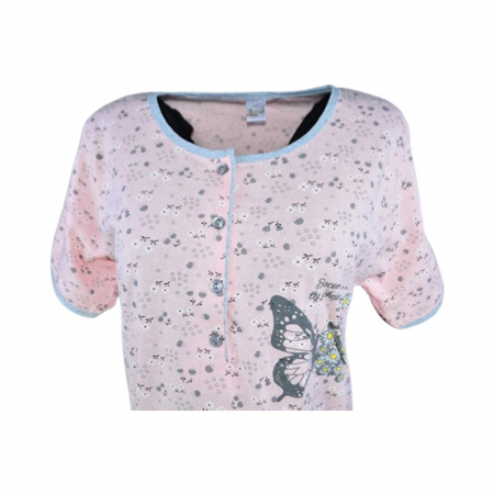 Camasa de noapte, cu maneca scurta, pentru alaptat, Sevgi 3295R, Roz [1]
