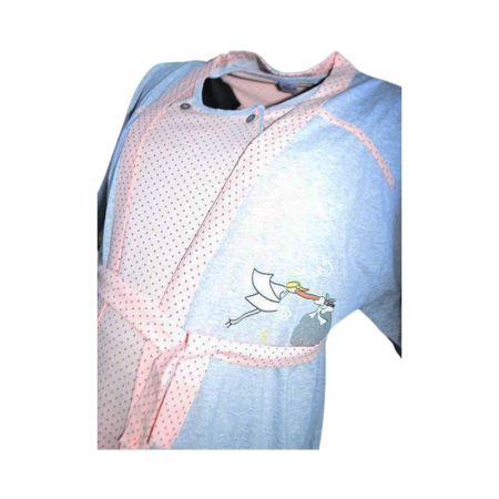 Camasa de noapte cu buline, pentru alaptat, cu halat Sevgi 617C, Coral [1]