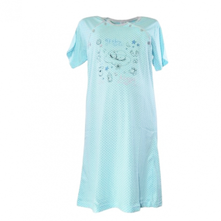 Pijamale si camasi gravide - Camasa de noapte cu maneca scurta pentru alaptat Sevgi 3251A, Albastru