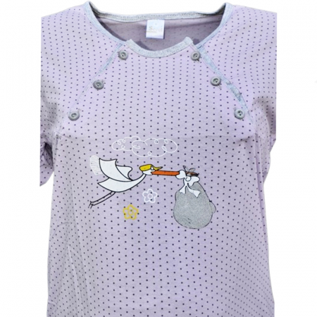 Camasa de noapte cu maneca scurta pentru alaptat Sevgi CAS-3, Mov [1]