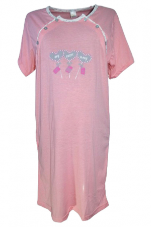 Camasa de noapte pentru alaptat si halat Sevgi 201223-20, Roz [4]