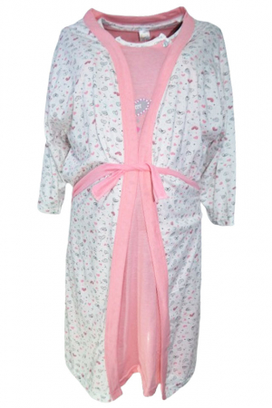 Camasa de noapte pentru alaptat si halat Sevgi 201223-20, Roz [1]