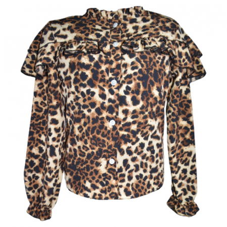Camasi fete maneca lunga - Camasa eleganta animal print cu maneca lunga pentru fete Catherine 071123-14, Maro