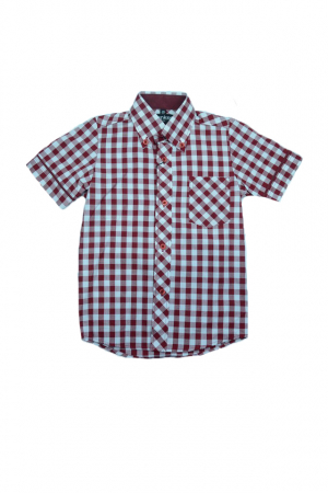 Camasi maneci scurte - Camasa cu maneca scurta pentru baieti Jankes CBJK002-104, Visiniu