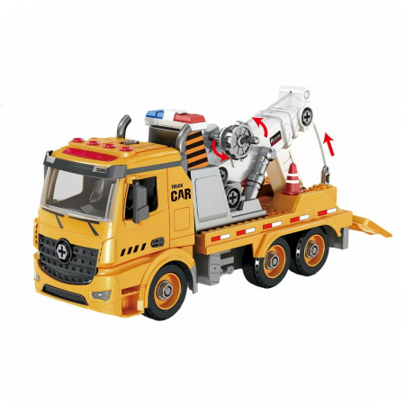 Utilaje constructie de jucarie - Camion de constructii macara cu sunete si lumini Smily Play SP83875, Portocaliu