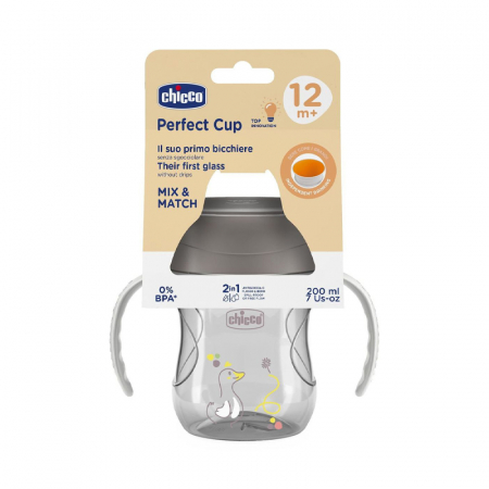 Cana anticurgere 360° cu manere, 200 ml Chicco Perfect Cup 180691, Gri [2]