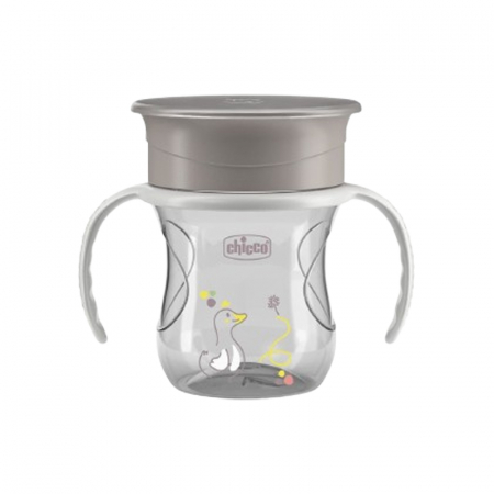 Cani bebelusi - Cana anticurgere 360° cu manere, 200 ml Chicco Perfect Cup 180691, Gri