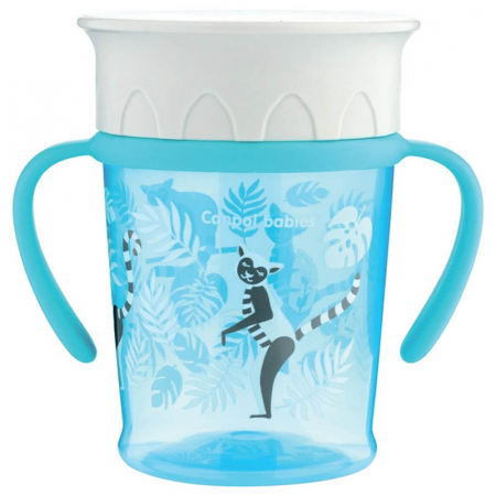 Cani bebelusi - Cana 360 de grade anticurgere cu manere 270 ml Canpol Babies Jungle 56/504A, Albastru
