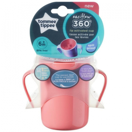 Cana 360 de grade anticurgere cu manere 200 ml 6 luni + Tommee Tippee Easiflow 472052, Roz [3]