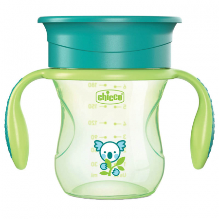 Cani bebelusi - Cana 360 de grade anticurgere cu manere 200 ml Chicco Perfect Cup 070077, Verde