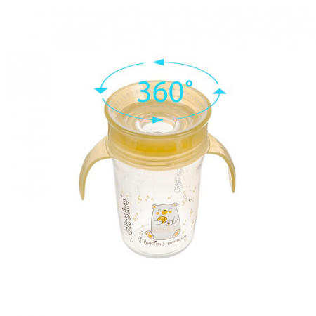 Cana anticurgere 360˚, pentru bebelusi, 240 ml Akuku A0670G, Galben [1]