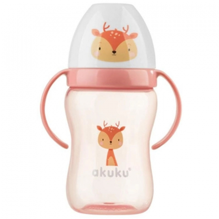 Cani bebelusi - Cana cu cioc moale din silicon 240 ml Akuku A0221, Roz