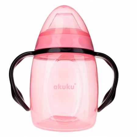 Cani bebelusi - Cana cu cioc moale din silicon 280 ml Akuku A0429, Roz
